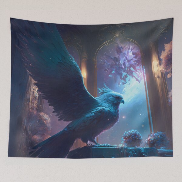 Item preview, Ethereal Sanctuary: A Highly Detailed Fantasy Painting of Winged Birds and the Natural World designed and sold by oanaunciuleanu.