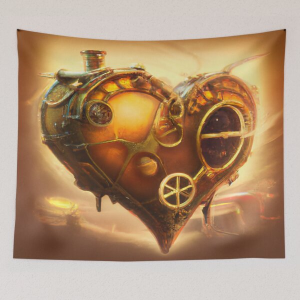 Item preview, Steampunk style golden heart designed and sold by DuniDesign.