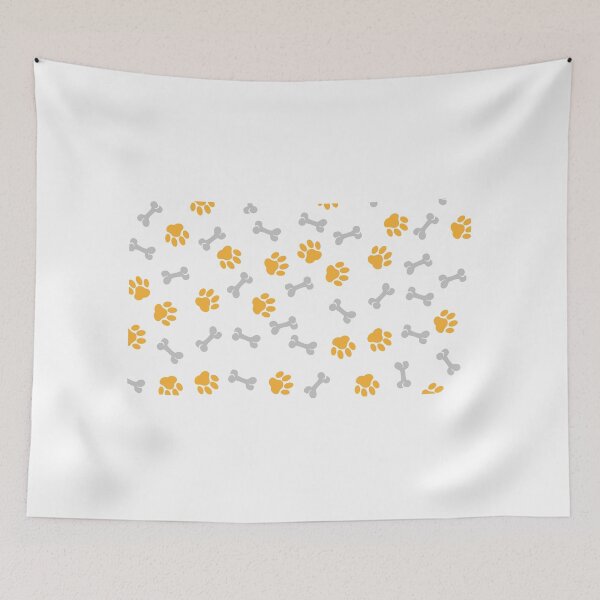 Item preview, Many prints of dog paws and bones on white background. Pattern for design designed and sold by paolboa.