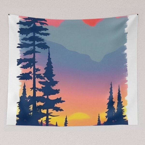 Item preview, Enhance Your Space with Our Beautiful Collection of Minimalist Landscape Sunrise View and Trees Prints designed and sold by supeart.