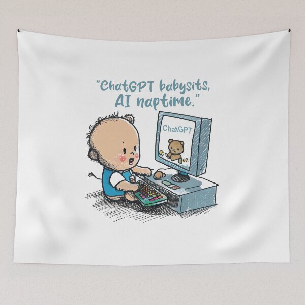 Item preview, "ChatGPT's AI Naptime: A Whimsical Watercolor Cartoon - The Perfect Gift for the Child-Lover in Your Life" ChatGPT Jokes Funny Quotes for Gifts designed and sold by The Commitment.