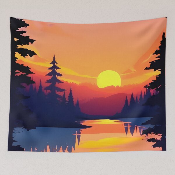 Item preview, Add a Touch of Beauty and Tranquility to Your Home with Our Wide Range of Gorgeous Minimalist Landscape and Lake Sunrise Prints designed and sold by supeart.