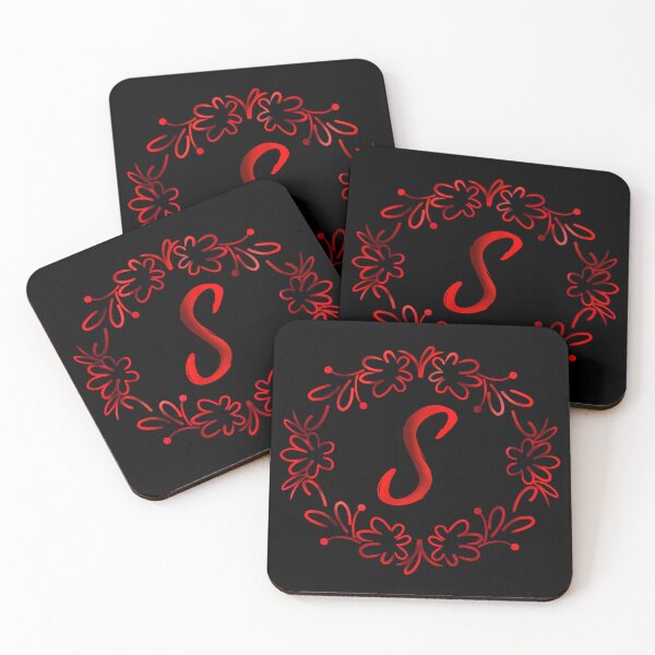 Item preview, S alphabet red color floral Monogram - letter s / initial s designed and sold by stayartsy07.