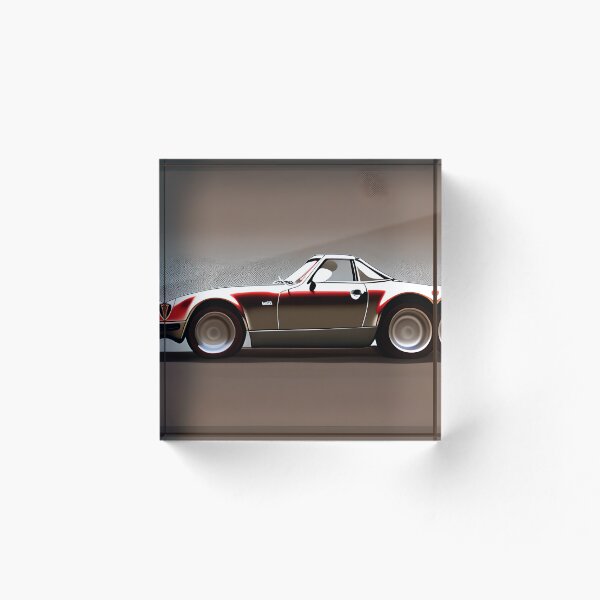 Item preview, Vintage 1970's GT, pop-up headlights, two-seater, classic car, red metallic, artwork designed and sold by pixelatedworld.