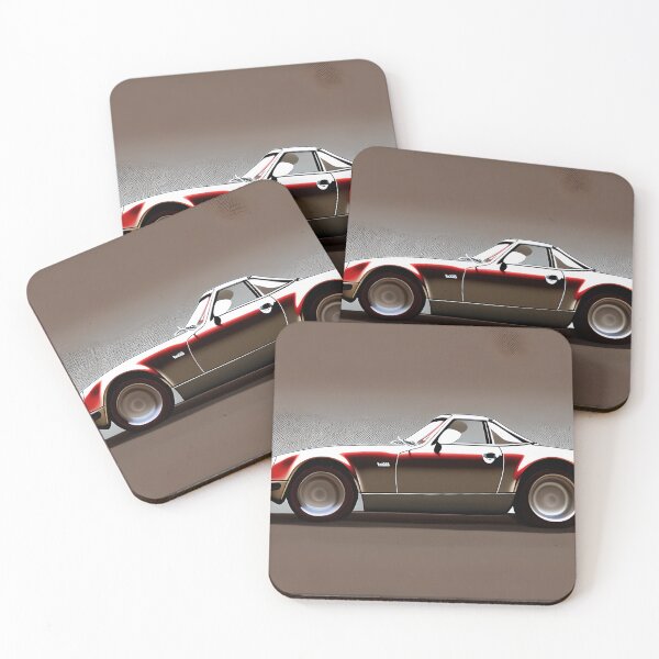 Item preview, Vintage 1970's GT, pop-up headlights, two-seater, classic car, red metallic, artwork designed and sold by pixelatedworld.