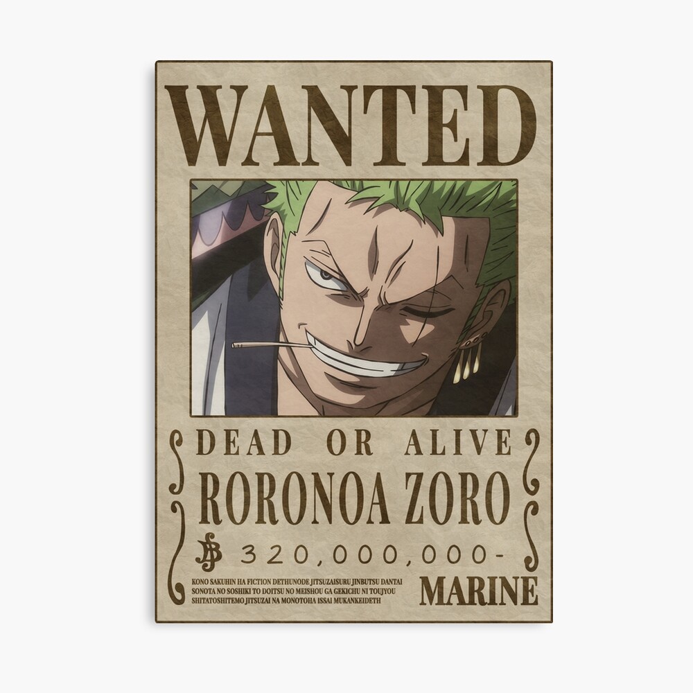 【返品不可】 poster Wanted Zoro one price updated (2023 bounty piece ポスター