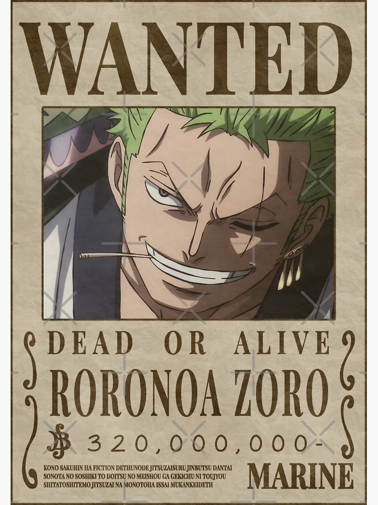 Zoro Wanted poster one piece bounty (2023 updated price