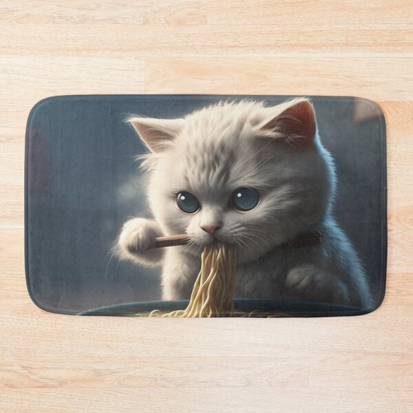 Aperçu de l'œuvre Adorable chat mangeant des spaghettis créée et vendue par AndrewWorld.