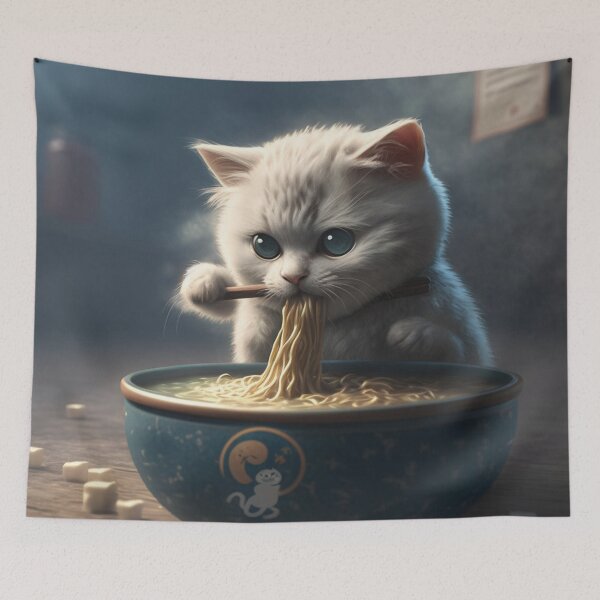 Item preview, Adorable Cat Eating Spaghetti designed and sold by AndrewWorld.