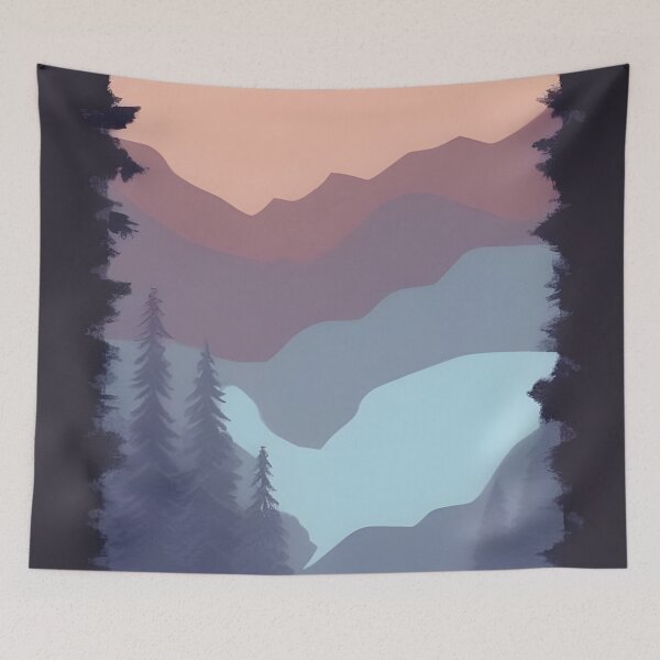 Item preview, Find the Perfect Minimalist Landscape Mountain Trees Print for Your Personal Style designed and sold by supeart.