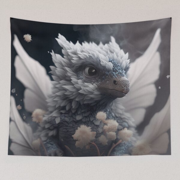 Aperçu de l'œuvre Beau mignon bébé dragon noir fumé fantastique créée et vendue par ElvishTale.
