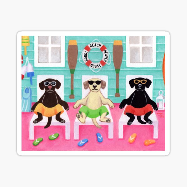 Beach House Labrador Boys Painting Sticker