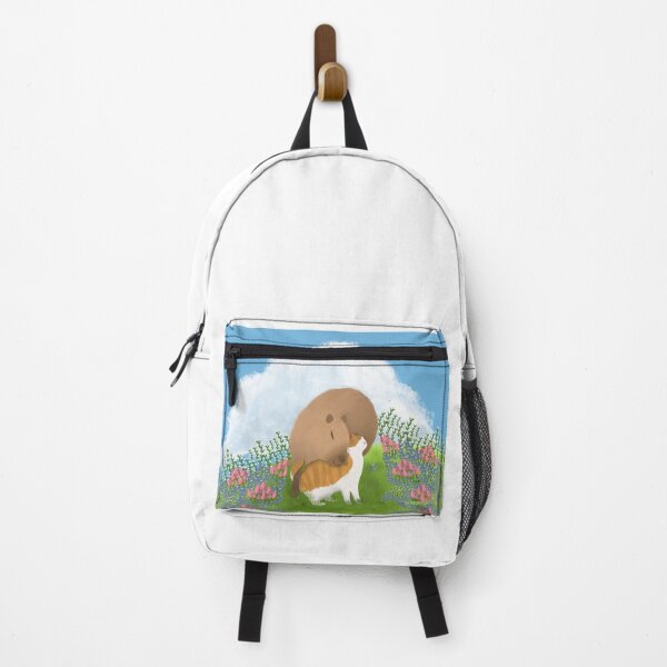 Item preview, capybara and cat in the middle of meadow designed and sold by cerealkelpo.