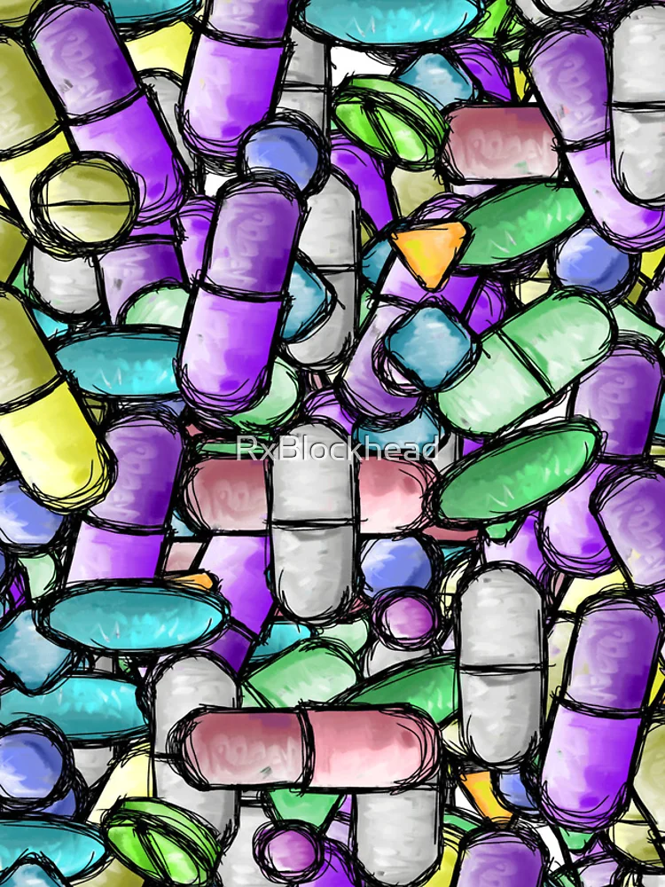Thumbnail 4 of 4, iPhone Case, Pharmacy Pills Multicolor Pattern designed and sold by RxBlockhead.