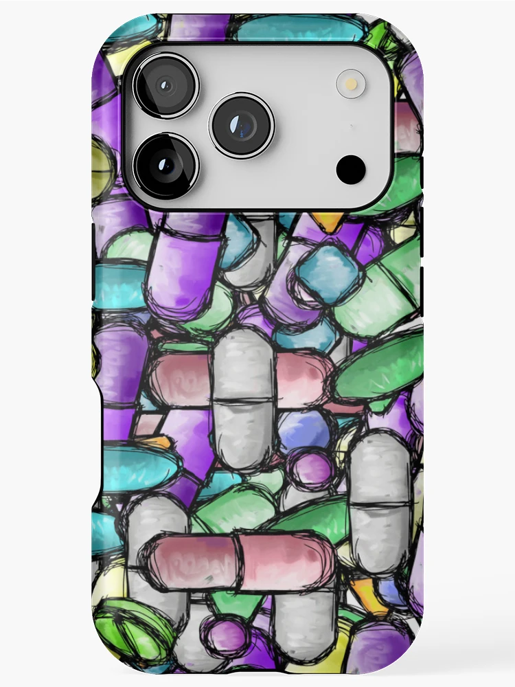 Thumbnail 1 of 4, iPhone Case, Pharmacy Pills Multicolor Pattern designed and sold by RxBlockhead.