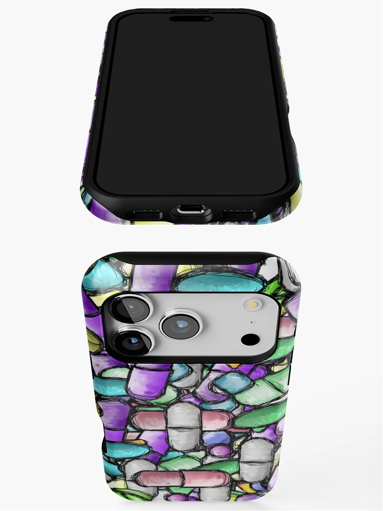 Thumbnail 3 of 4, iPhone Case, Pharmacy Pills Multicolor Pattern designed and sold by RxBlockhead.
