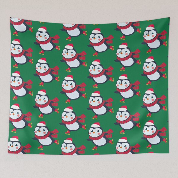 Item preview, Cute funny christmas penguin skating on ice wearing chrisrmas scarf and red skating shoes designed and sold by SGS-.