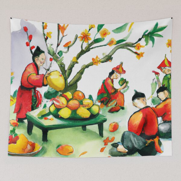 Item preview, Tet Vietnam , Vietnamese New Year , Watercolor Painting designed and sold by Color-Me-Blue.