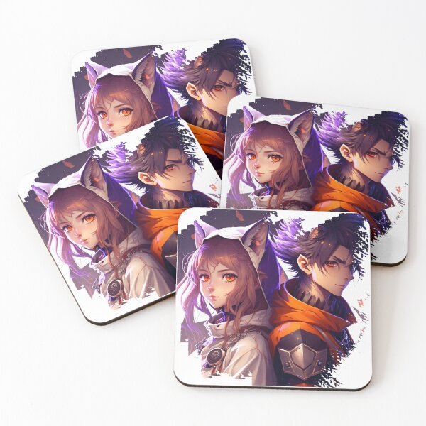 Item preview, Twin of adventurous girl accompanied by a wolf boy designed and sold by Wolf-Bros.