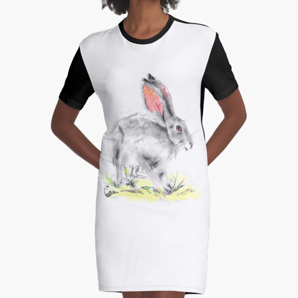Rabbit - Charcoal Animals Graphic T-Shirt Dress