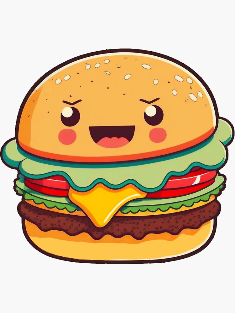 Cute Burger Cartoon' Sticker