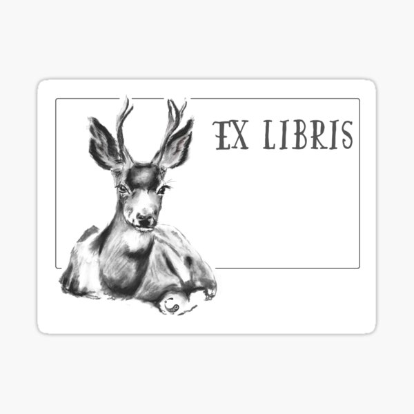 Hirsch, liegend (ExLibris) - Charcoal Animals Sticker