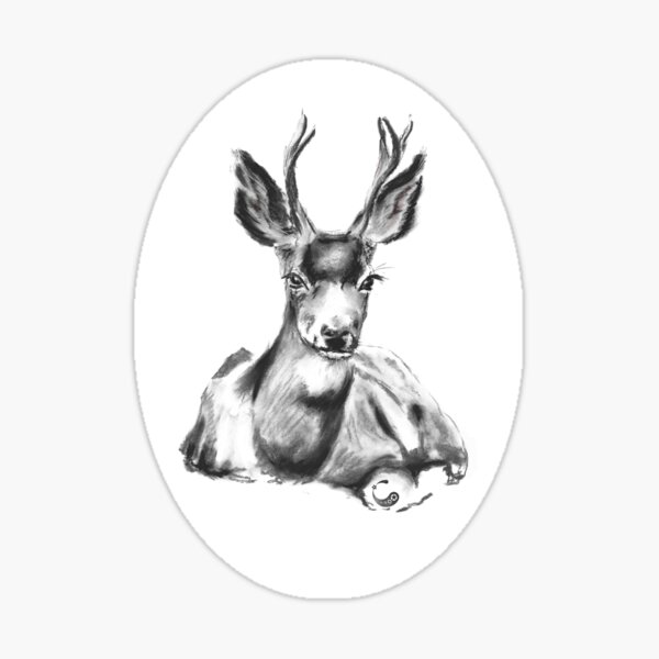 Hirsch, liegend (Sticker) - Charcoal Animals Sticker