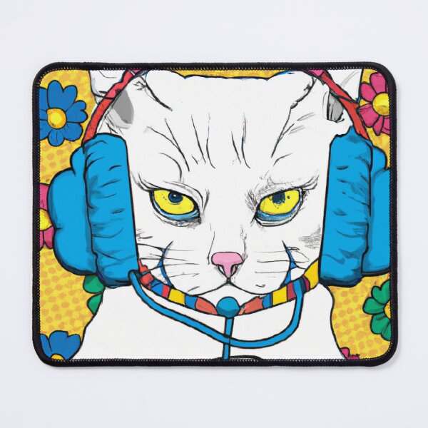 Item preview, cat earphone flower background designed and sold by goysans.