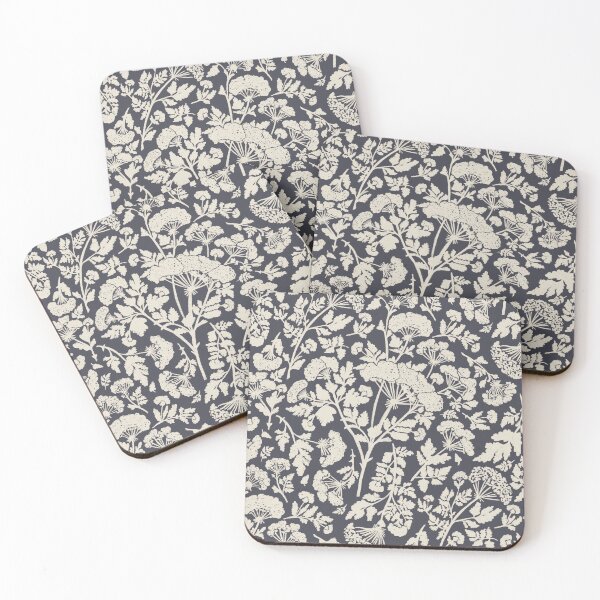 Item preview, Cream Hemlock Print on Charcoal Grey -  Floral Repeat Pattern designed and sold by NattyDesigns.