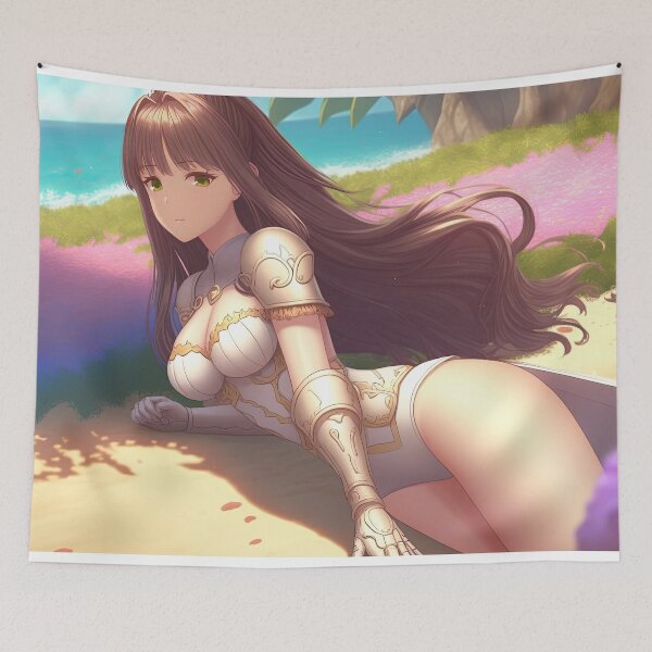 Item preview, Portrait of a fantasy female crusader named Aurora on the beach designed and sold by PJGartui.