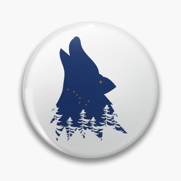 Item preview, Alaska Themed Howling Wolf Silhouette - Alaska State Flag designed and sold by hijackhippo.