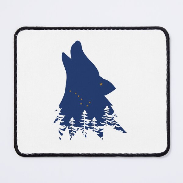 Item preview, Alaska Themed Howling Wolf Silhouette - Alaska State Flag designed and sold by hijackhippo.