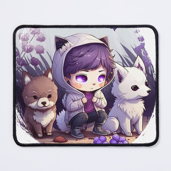 Item preview, An adventurous girl with two cute wolves in a garden designed and sold by Wolf-Bros.