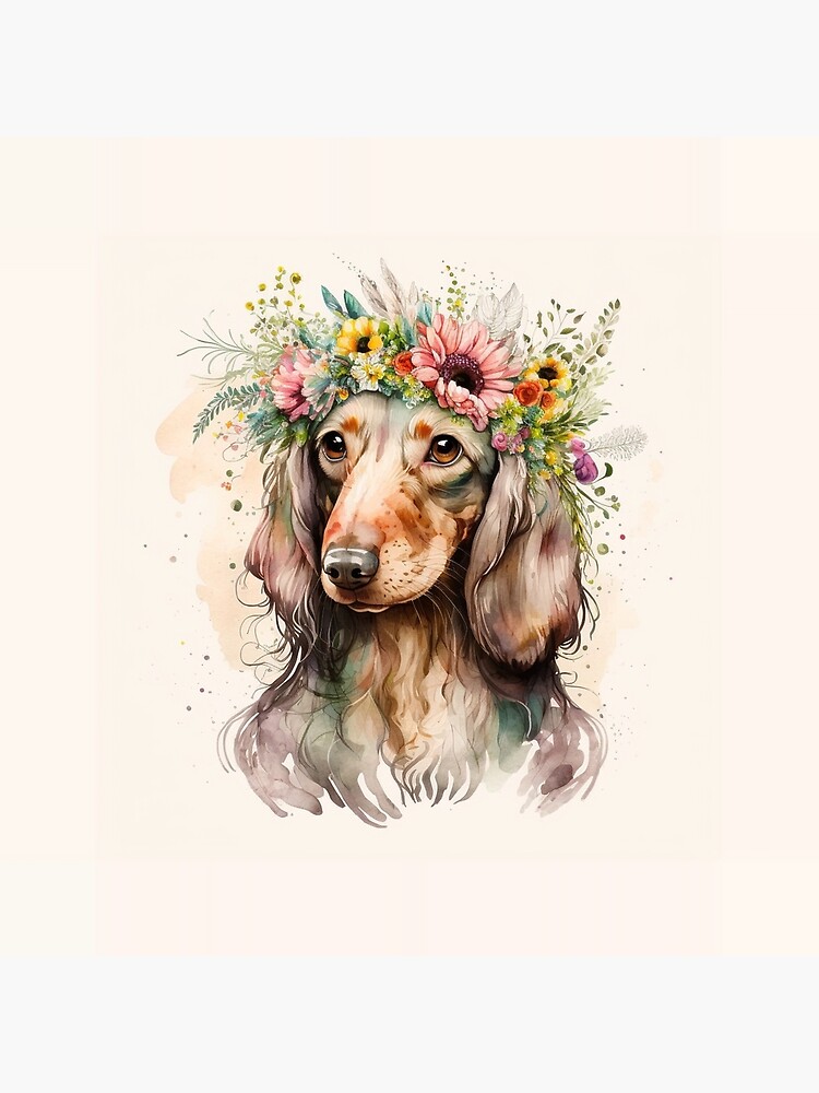 Dog with sales flower crown painting