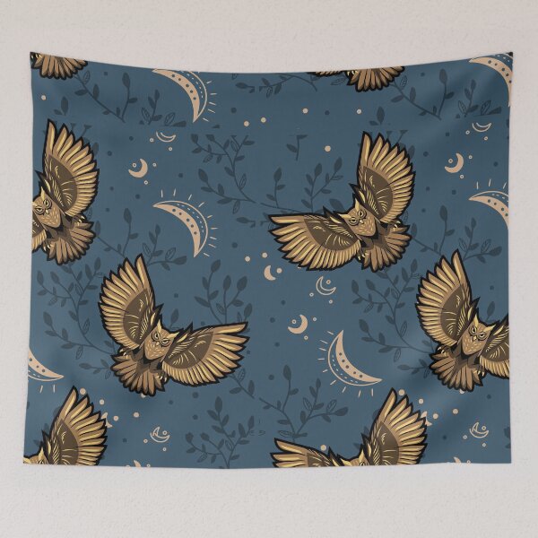 Item preview, Owls Blue night designed and sold by ShoutForJoy.