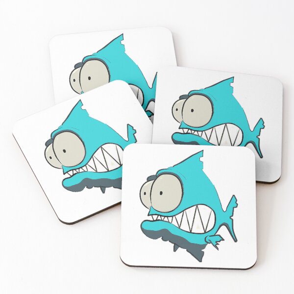 Item preview, id53-5 Turquoise Piranha, Fish, Cute Fish, Funny Fish, Funny Animals, Surprised Fish, Confused Piranha, Scared Piranha, Big Eyes, Beautiful Teeth, Laughing, Excited, Dangerous Fish, Sea creatures designed and sold by bcbutika.