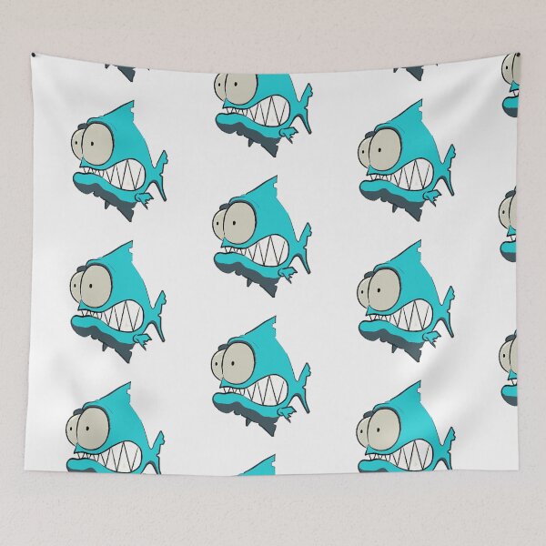 Item preview, id53-5 Turquoise Piranha, Fish, Cute Fish, Funny Fish, Funny Animals, Surprised Fish, Confused Piranha, Scared Piranha, Big Eyes, Beautiful Teeth, Laughing, Excited, Dangerous Fish, Sea creatures designed and sold by bcbutika.