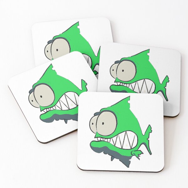 Item preview, id53-6 Green Piranha, Fish, Cute Fish, Funny Fish, Funny Animals, Surprised Fish, Confused Piranha, Scared Piranha, Big Eyes, Beautiful Teeth, Laughing, Excited, Dangerous Fish, Sea creatures designed and sold by bcbutika.