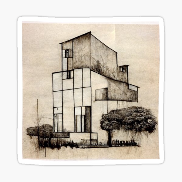 Architecture in Artificial Intelligence Leonardo Da Vinci- MicroEdificio 13 Sticker