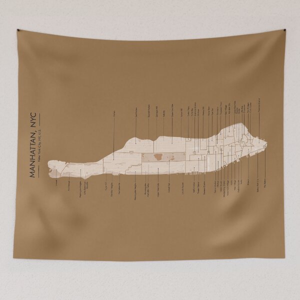 Item preview, Manhattan Neighborhoods Map. Manhattan Island (Brown Version) designed and sold by Rapaz Designs.