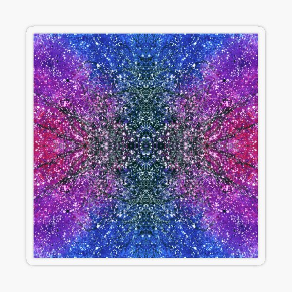 The Third Eye Activation #1504 Unique Vibrant New Age 5D Bold Mixed Media Abstract Mandala Kaleidoscope Art In Black Pink Blue Purple Jewel Tones Sacred Geometry Fractal Cymatics Pattern Inspired Transparent Sticker