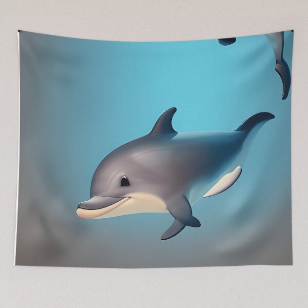 Item preview, Two cute dolphins 3d illustration designed and sold by lalylaura.
