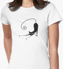 Black cat silhouette Women's Fitted T-Shirt