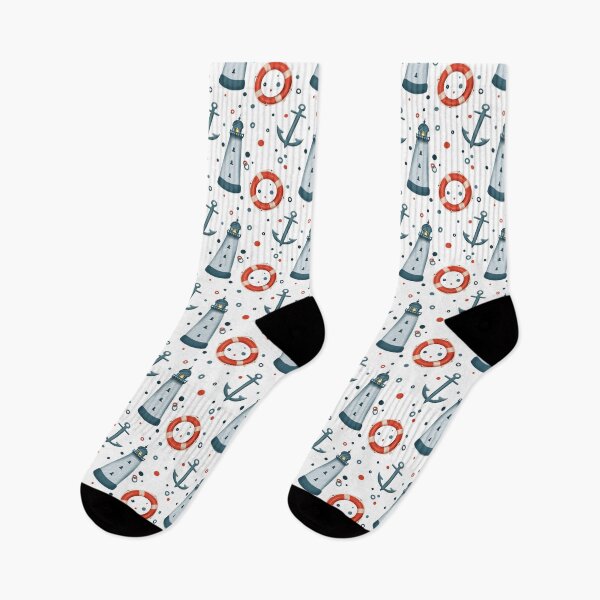 Item preview, Lighthouse, lifebuoy, anchor nautical pattern designed and sold by AnaArt42.