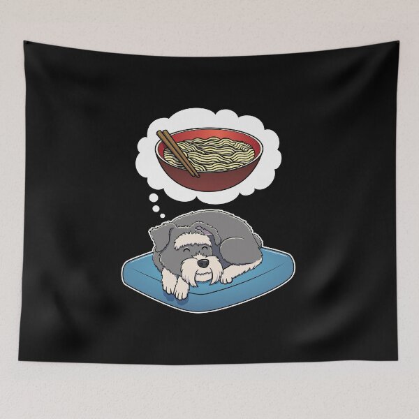 Item preview, Miniature Schnauzer dreaming about Instant Noodles designed and sold by DoggieDelights.