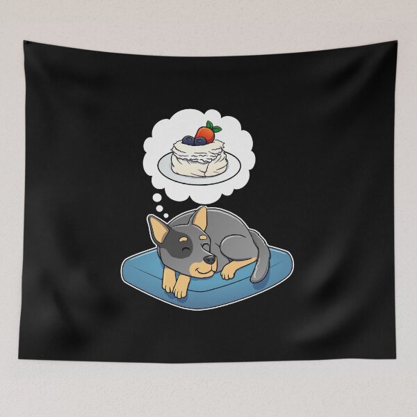 Item preview, Australian Cattle Dog dreaming about Pavlova designed and sold by DoggieDelights.