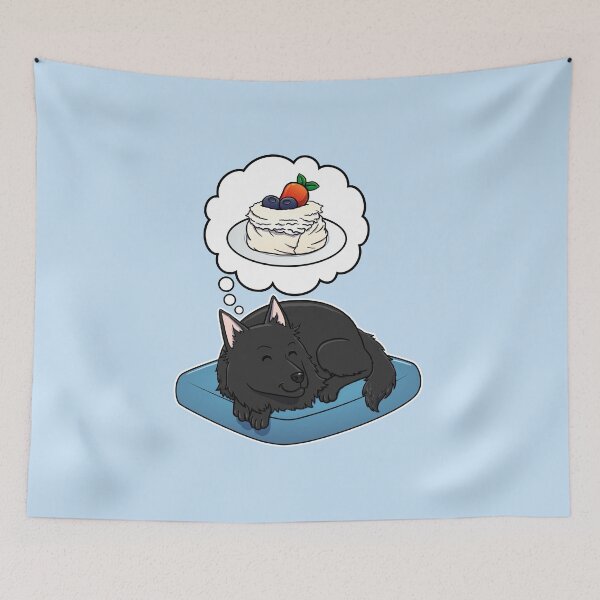 Item preview, Belgian Sheepdog dreaming about Pavlova designed and sold by DoggieDelights.