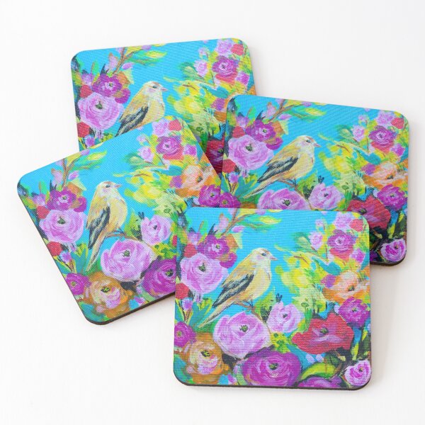 Item preview, Yellow Bird in flower garden designed and sold by SelinaFloca.