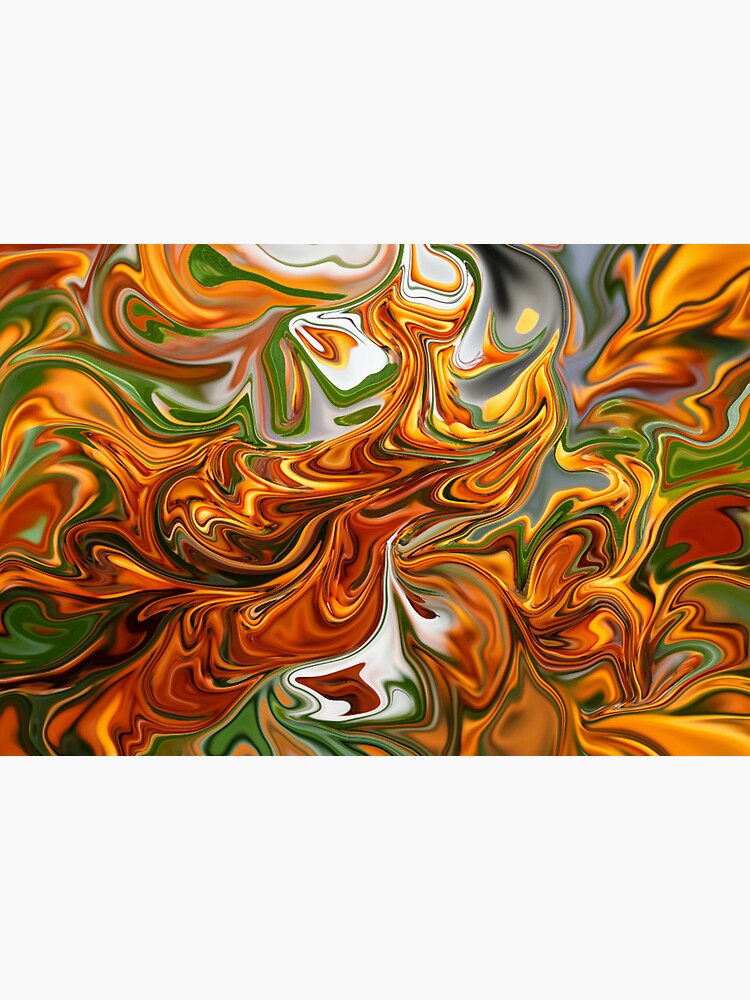 "Fire Orange And Green Mix Theme Abstract" Sticker for Sale by