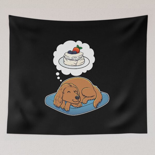 Item preview, English Cocker Spaniel dreaming about Pavlova designed and sold by DoggieDelights.